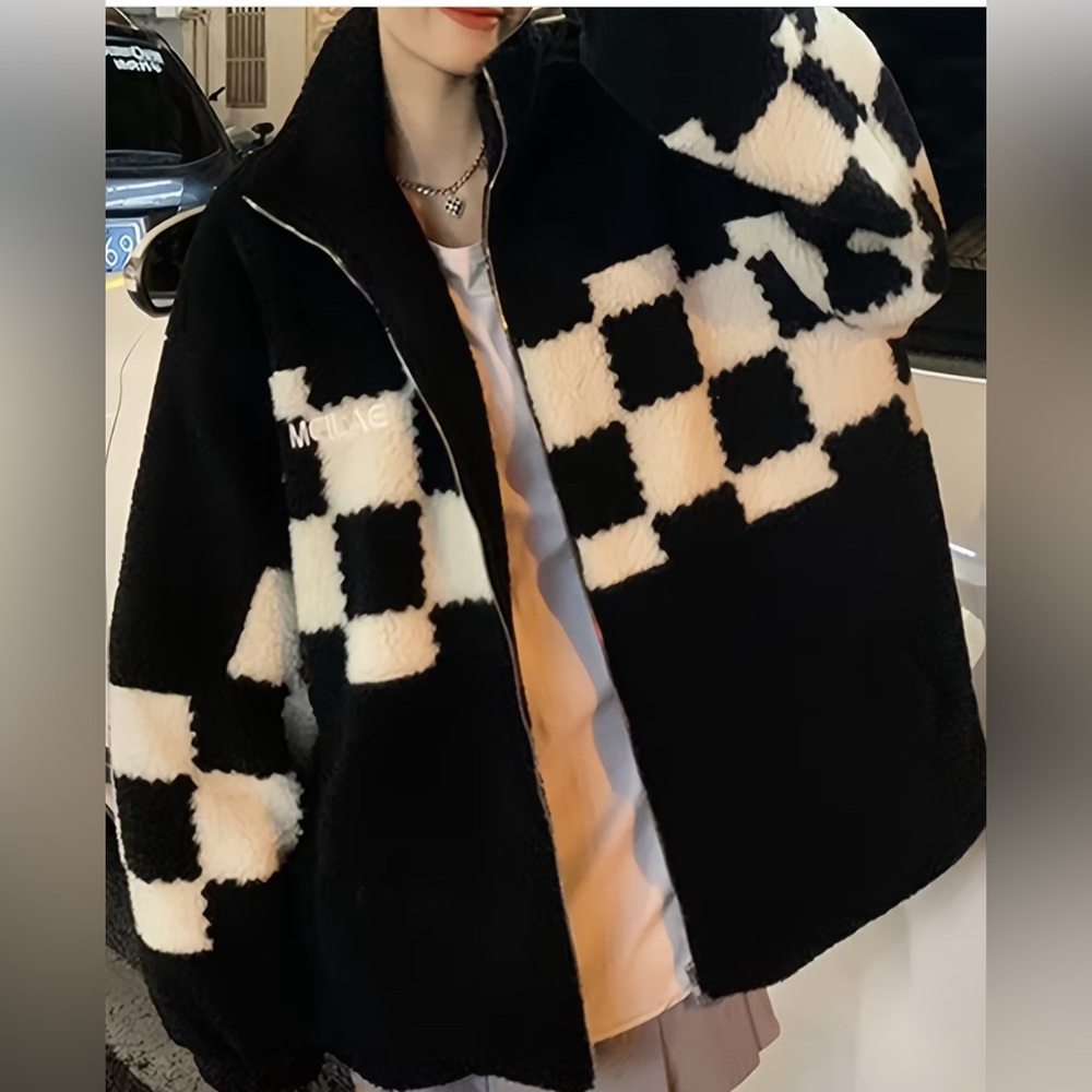 Black and White Checkered Women's Jacket